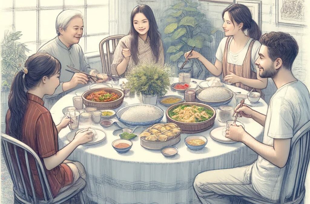 Pendant le repas en Chine