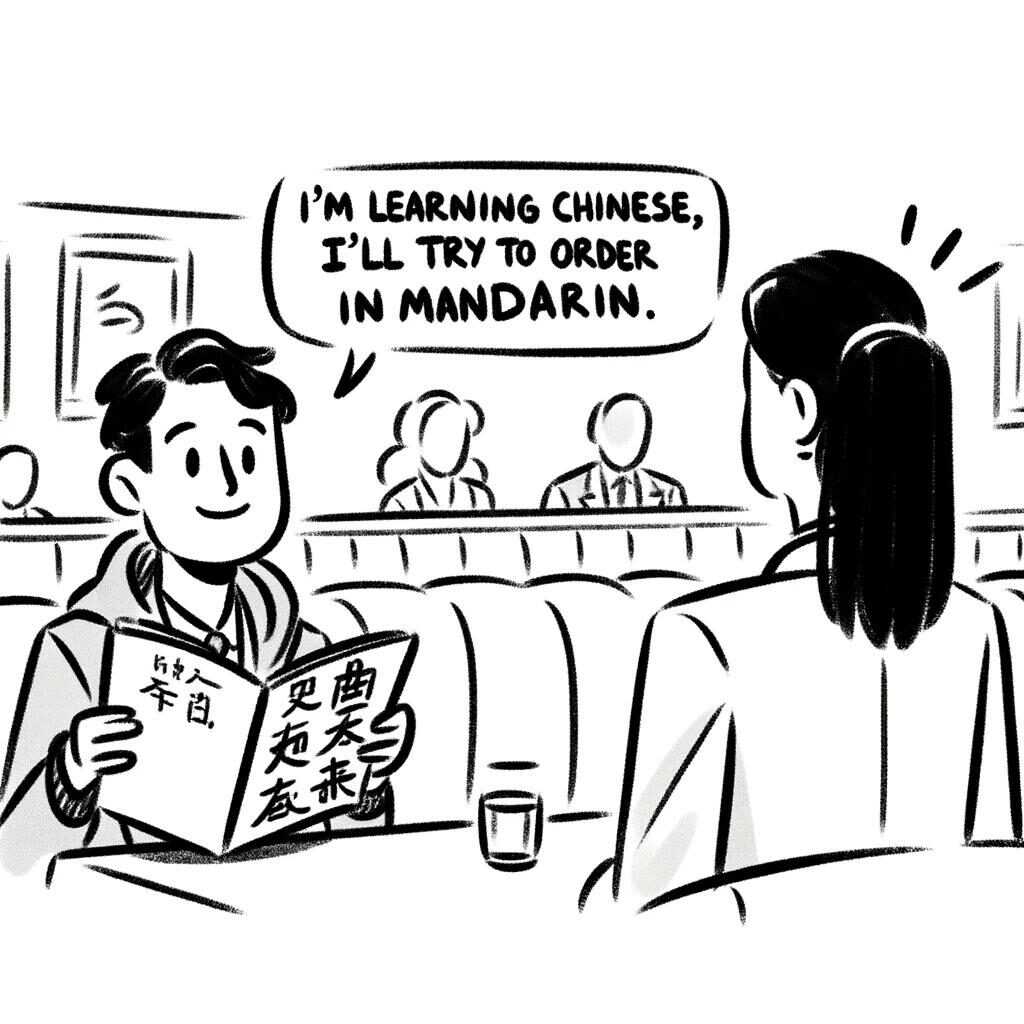 « J’apprends le chinois, je vais essayer de commander en mandarin. »