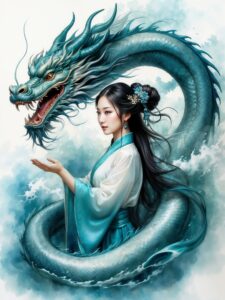 dragon chinois bleu