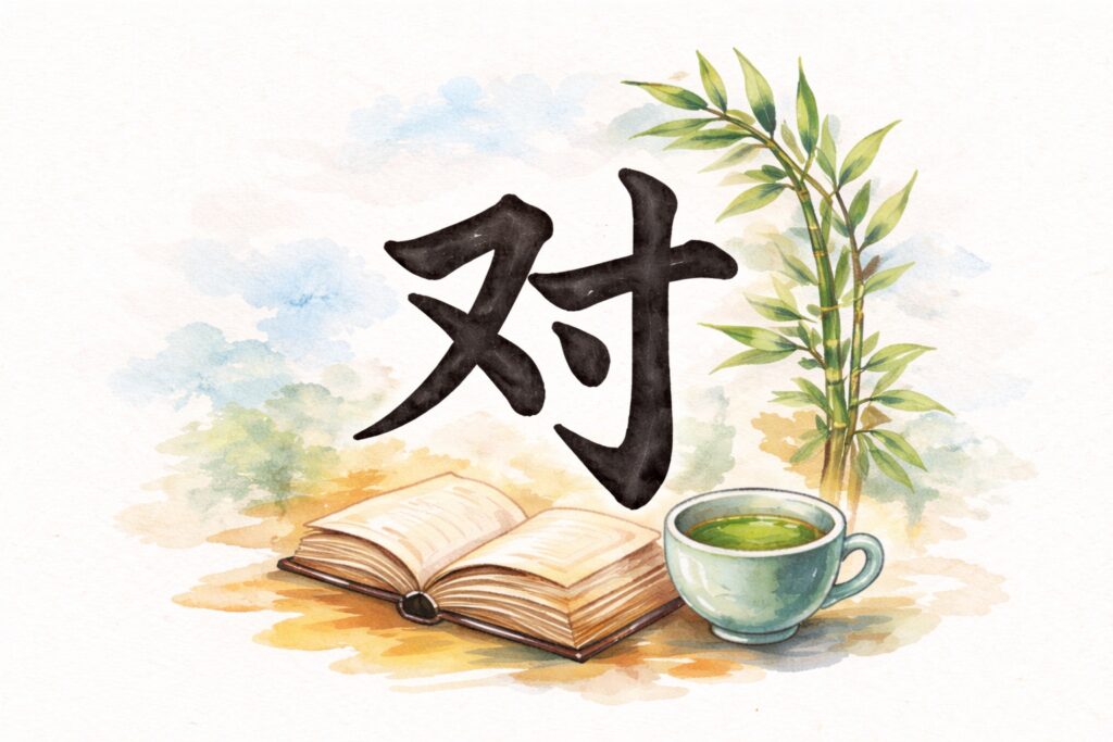 “Pour” = opinion / point de vue → 对 (duì)