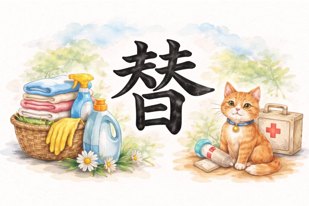 “Pour” = à la place de / au nom de → 替 (tì)