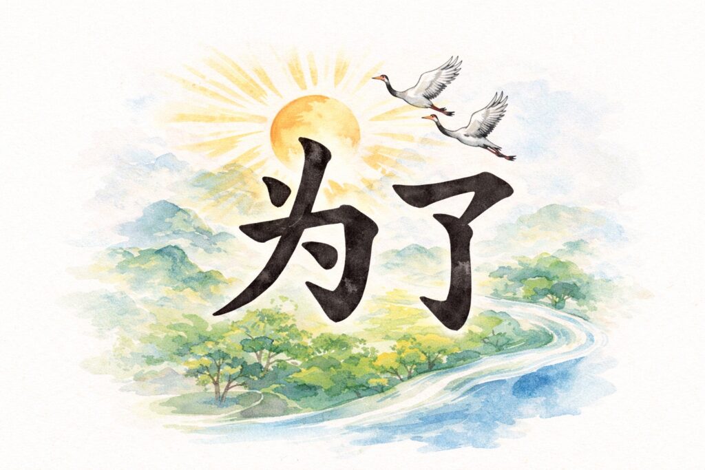 “Pour” = objectif / but → 为了 (wèile)